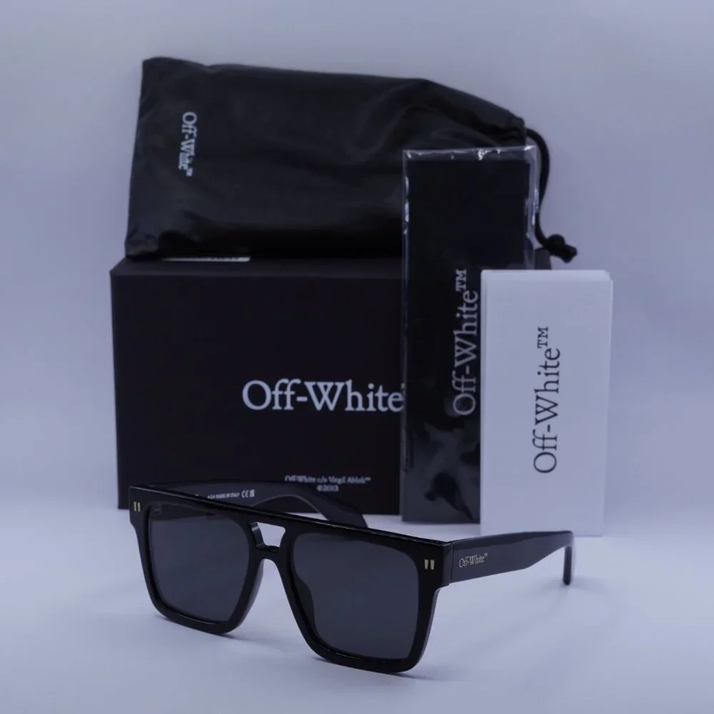 Off-White OERI133 SPRINGFIELD 1307 Sunglasses Black Square Frame, Grey Lenses